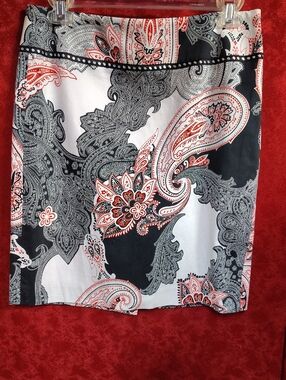 Paisley Print Mini Skirt - Black, White & Red